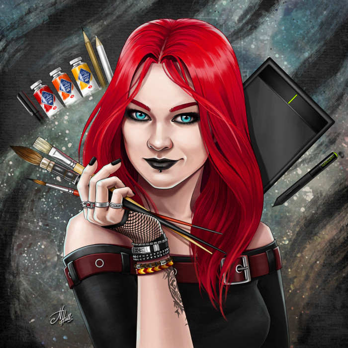 #DigitalArt #Artist #SelfPortrait #LunaDelika #originalwork #newcover
Последние месяцы душа моя отчаянно требовала небольшого ребрендинга. А точнее, новой обложки моей art-студии. Захотелось сделать ее максимально приближенной к моему реальному портрету + поменять общий дизайн на огненные цвета. И вот, после долгих и кропотливых чирканий по планшету я таки ее нарисоваль! Теперь перфекционист доволен :) | Author: Natali Hall