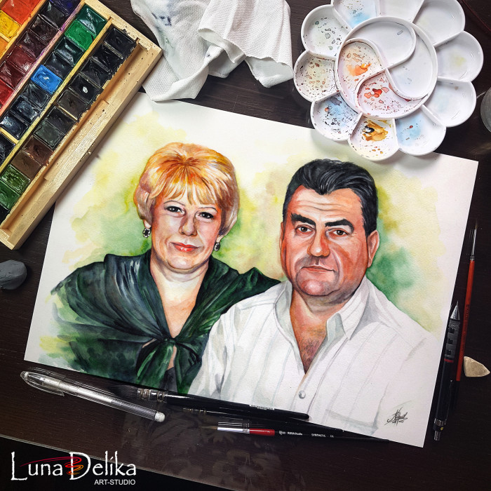 #LunaDelika_Portrait #ПортретпоФото #портретназаказ #portrait
Продолжаем юзать акварель) Потрет родителей для подруги Нади | Author: Natali Hall