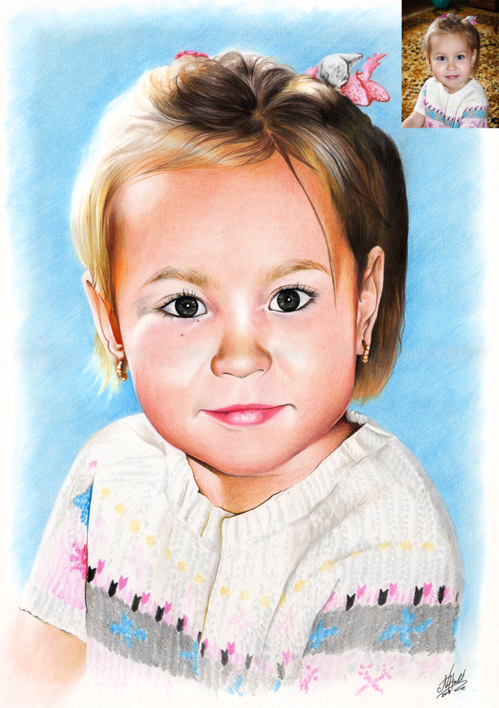 #LunaDelika_Portrait #ПортретпоФото #портретназаказ #traditionalArt #photorealism #фотореализм #coloredpencils
Один из мега-редких случаев, когда мне заказали портрет ребенка. Рисовать детей труднее, чем взрослых, ведь при совершенно гладкой текстуре кожи и пропорциональных особенностях довольно сложно умудриться не сделать из живого человечка куклу. Но такие заказы приносят интересный опыт) Да и разнообразие, как-никак :)
p.s. наличие полной 120-цветовой палитры #FaberCastell намного упрощает процесс работы и ускоряет сроки создания | Author: Natali Hall