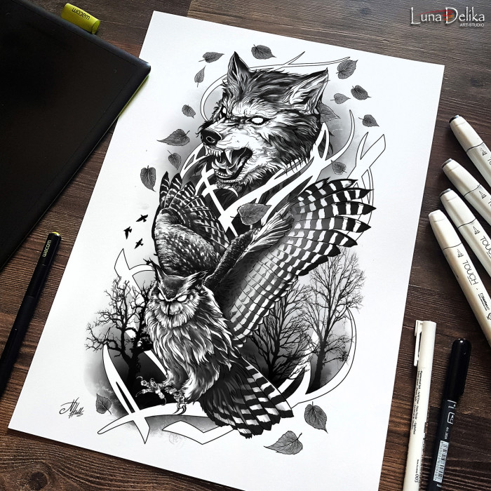 Недавно делала такой вот эпик-полурукав на заказ)
Как вам работка?
#LunaDelika_Tattoo #TattooDesign #TattooSketch #graphica #эскизрукава #дизайнтатуировки | Author: Natali Hall