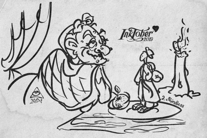 #inktober #inktober2019
День 2. Mindless| Бездумный
"Сокол ты мой! А у бабули-то Ягули кренделечки сахарные! Вернись, я всё прощу!" | Author: MGimg