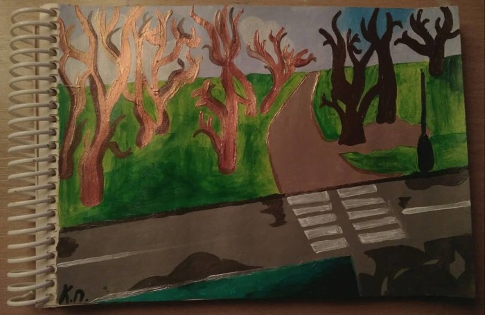 Виды моего города: Парк 200-летия Череповца.
#mysterious_arts #landscape_drawing #acrylicpainting #art #sketchbook #traditionaldrawing #acryl #sketchbook | Author: Nana Krusolrov