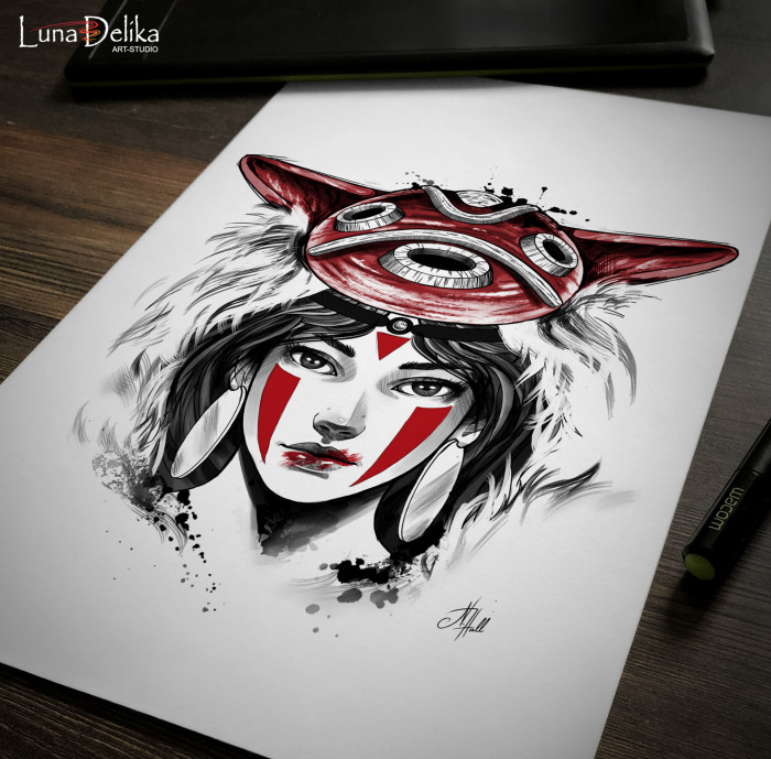 А как вам такой эскизик? Принцесса Мононоке.
#LunaDelika_Tattoo #TattooDesign #TattooSketch #дизайнтату #эскизтату | Author: Natali Hall
