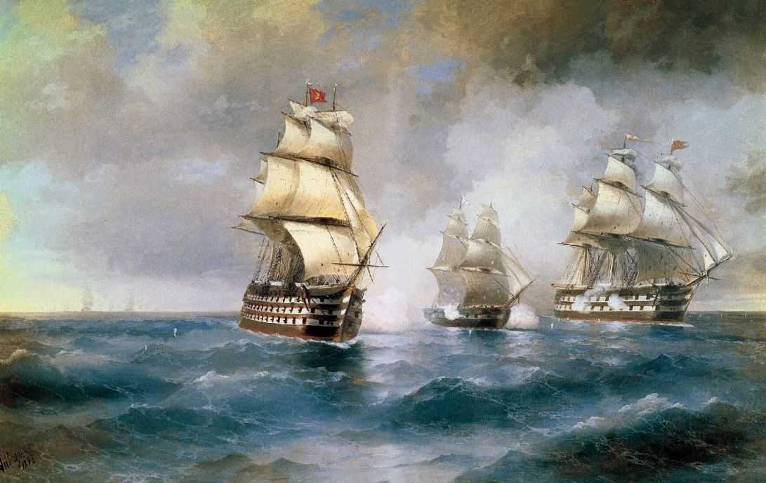 Бриг Меркурий, атакованный двумя турецкими кораблями — Айвазовский Иван Константинович 