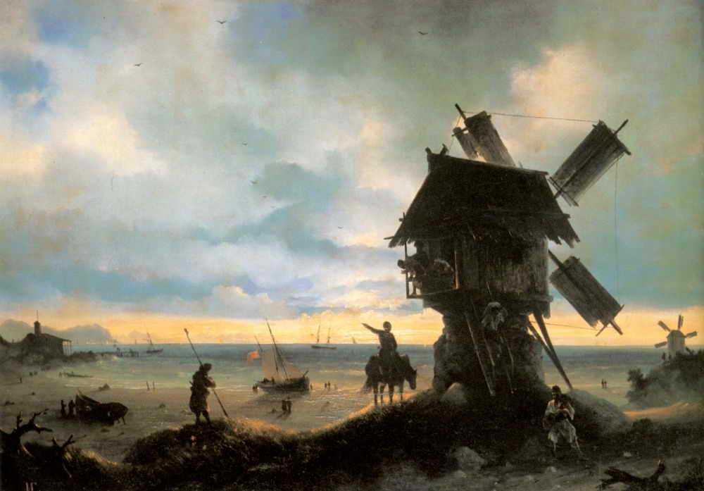 Ветряная мельница на берегу моря — Айвазовский Иван Константинович 
