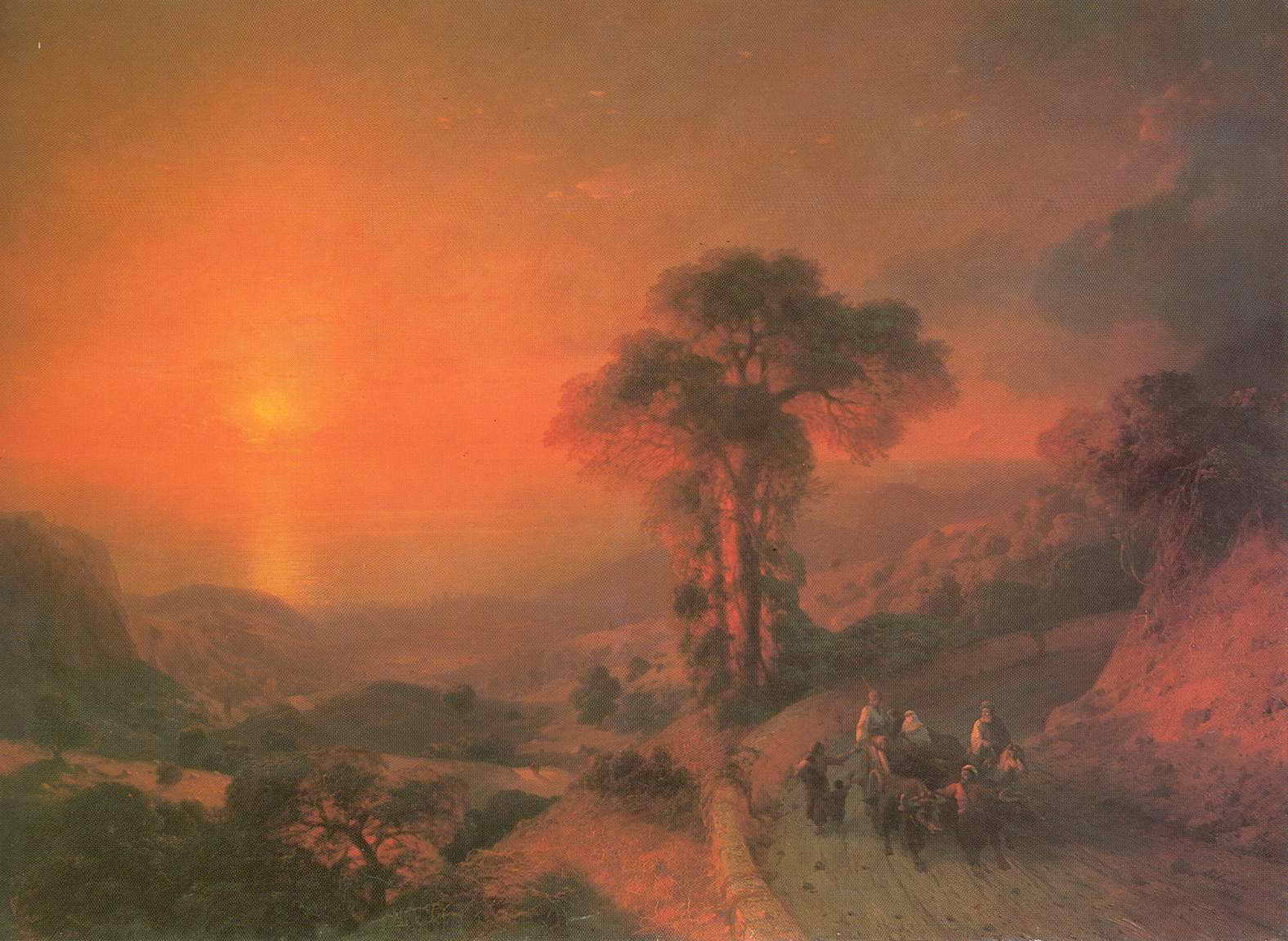 Вид моря с гор при закате солнца — Айвазовский Иван Константинович 