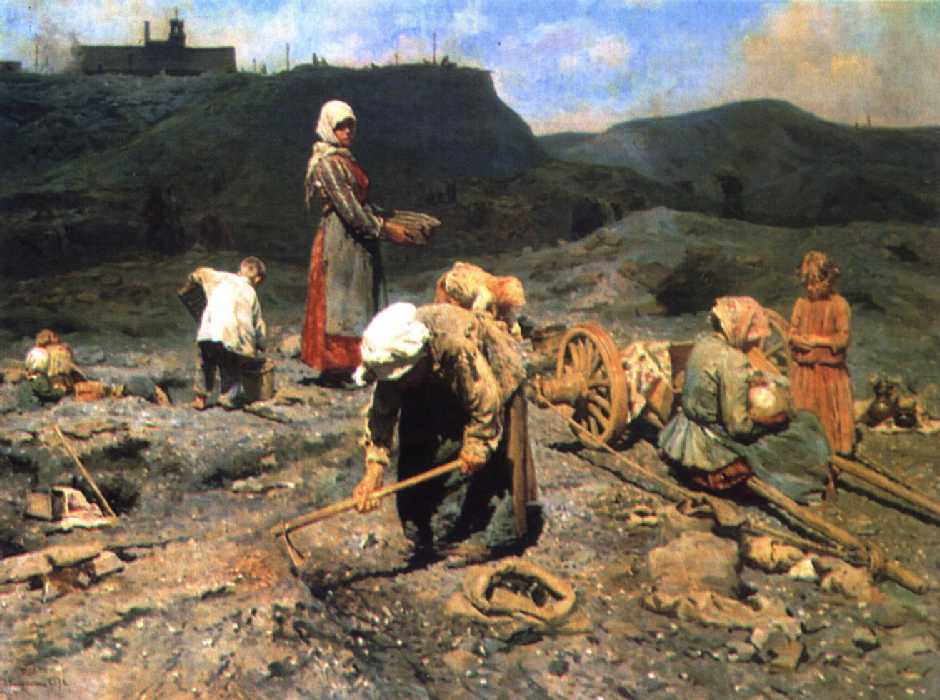 Сбор угля бедными на выработанной шахте — Касаткин Николай Алексеевич 