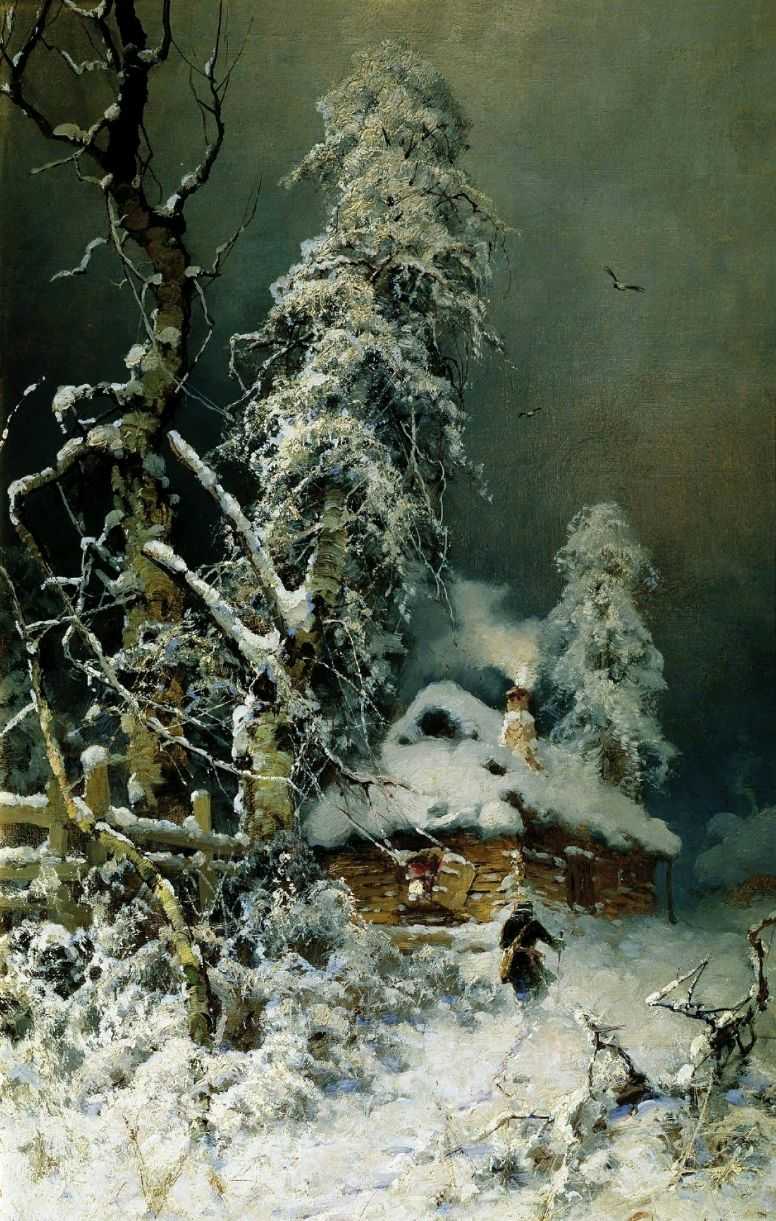 Зимний пейзаж с избушкой — Клевер Юлий Юльевич 