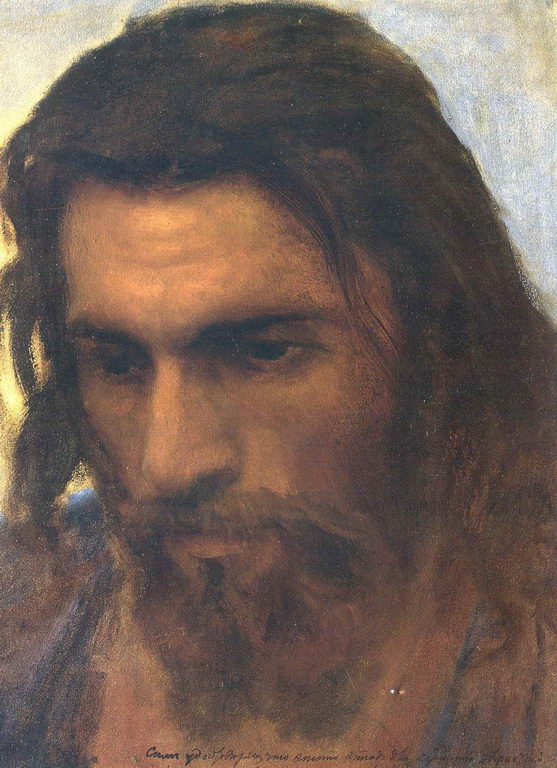 Голова Христа. Эскиз для картины «Христос в пустыне». — Крамской Иван Николаевич 