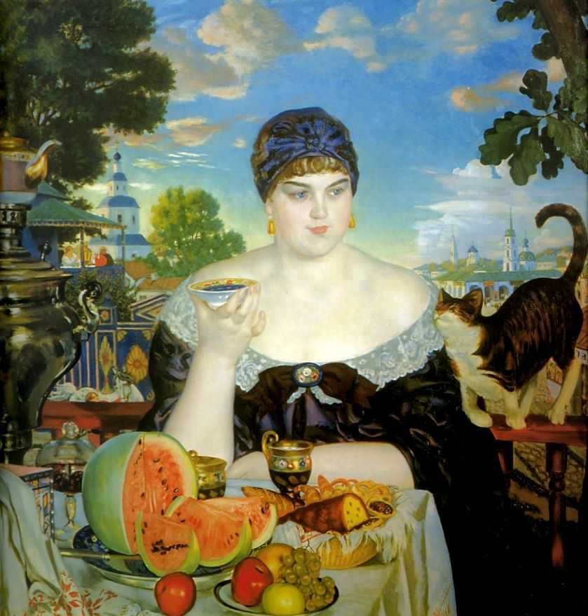 Купчиха за чаем — Кустодиев Борис Михайлович 