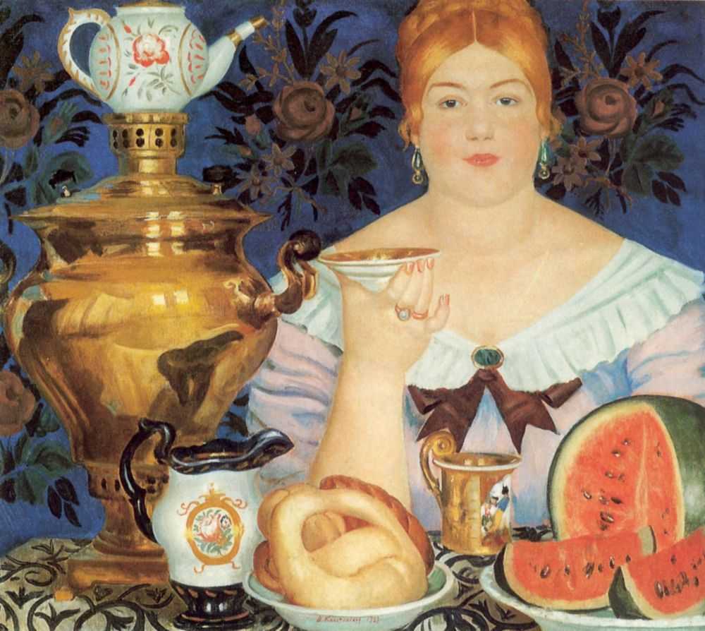 Купчиха, пьющая чай — Кустодиев Борис Михайлович 