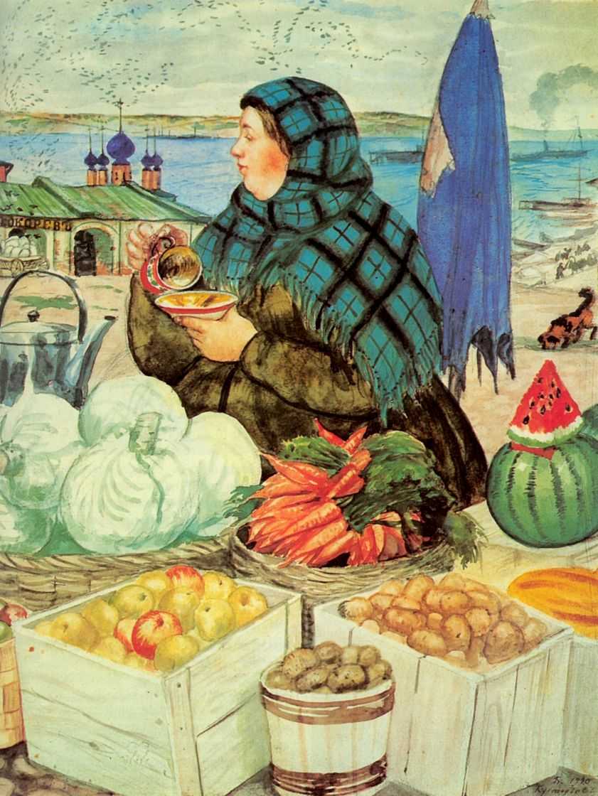 Торговка овощами. Из серии «Русь. Русские типы». — Кустодиев Борис Михайлович 