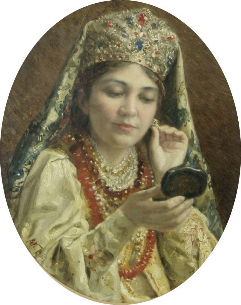 Молодая женщина с зеркалом — Маковский Владимир Егорович 