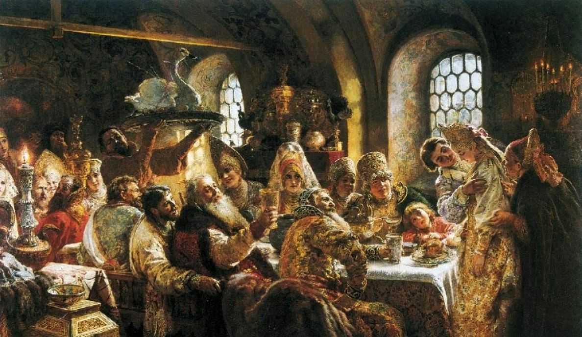 Боярский свадебный пир в XVII веке. — Маковский Константин Егорович 