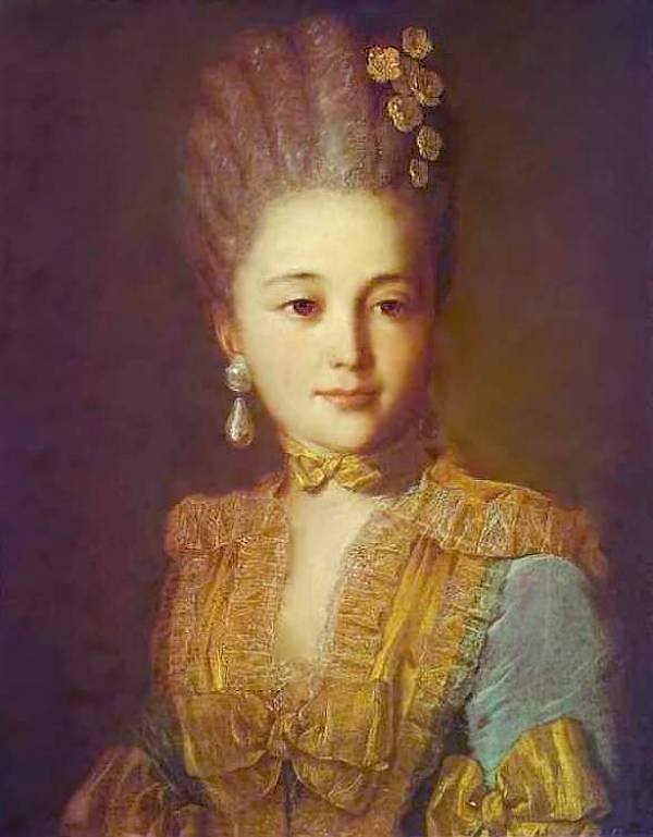 Портрет неизвестной в синем платье с жёлтой отделкой — Рокотов Федор Степанович 
