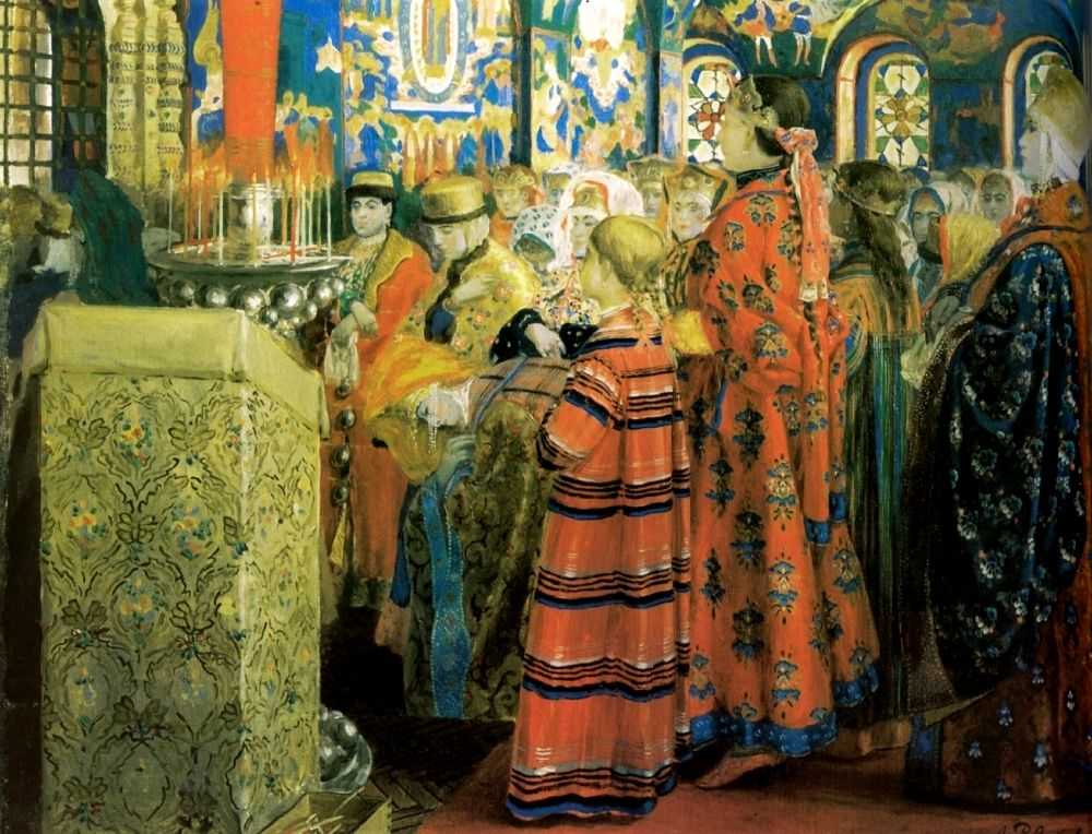 Русские женщины 17 столетия в церкви — Рябушкин Андрей Петрович 