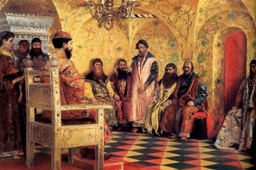 Сидение царя Михаила Федоровича с боярами в его государевой комнате — Рябушкин Андрей Петрович 