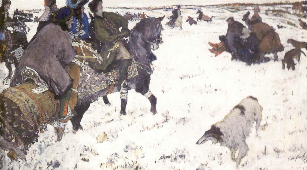 Петр I на псовой охоте — Серов Валентин Александрович 