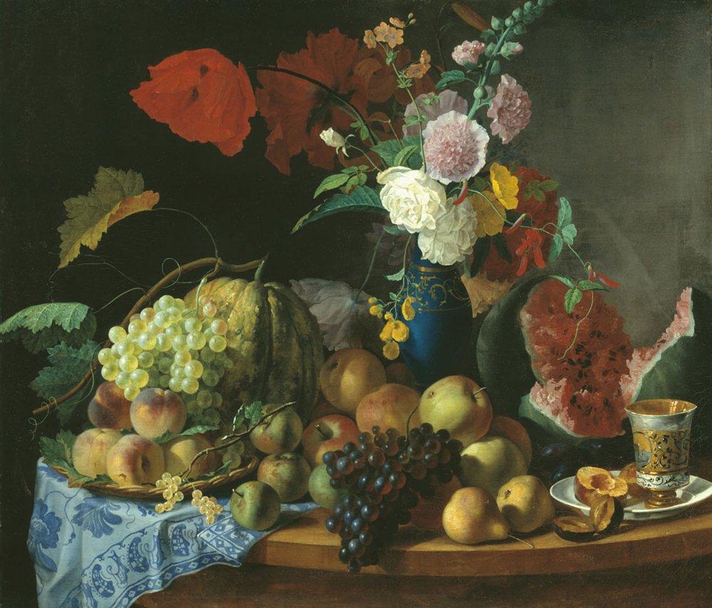 Натюрморт с цветами и фруктами — Торопов Фома Гаврилович 