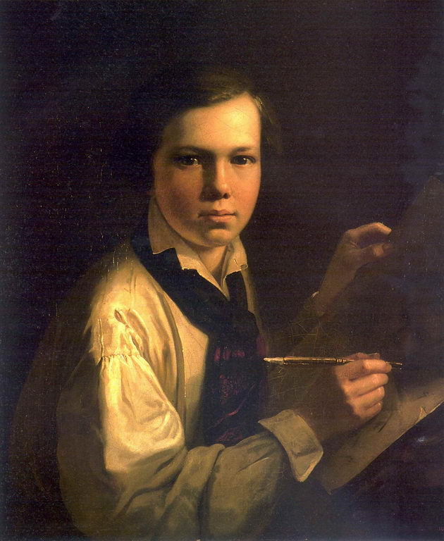 Портрет сына художника за мольбертом — Тропинин Василий Андреевич 
