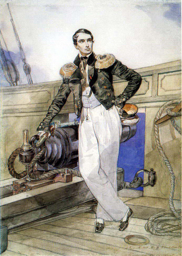 Портрет Владимира Корнилова на борту брига «Фемистокл». — Брюллов Карл Павлович 