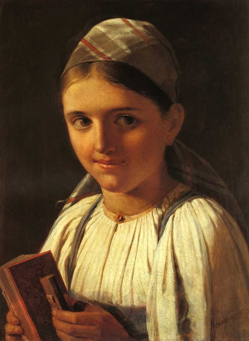 Девушка с гармошкой — Венецианов Алексей Гаврилович 